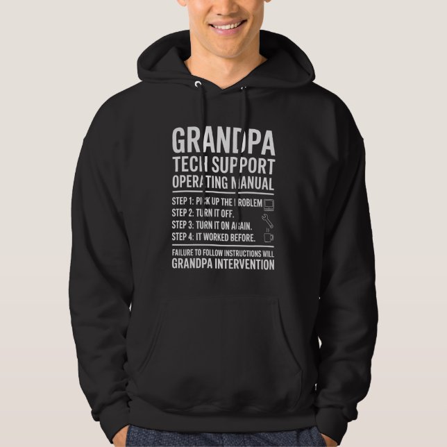 Moletom Grandpa Tech Support Operating Manual Funny Gift (Frente)