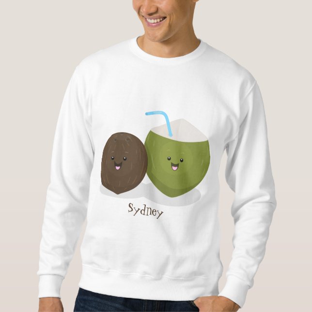 Moletom Grátis feliz desenho animado de coconuts kawaii (Frente)