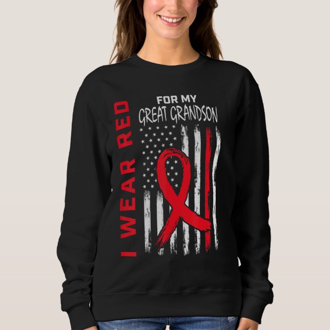 Moletom Great Grandson Heart Disease Awareness Flag Matchi (Frente)