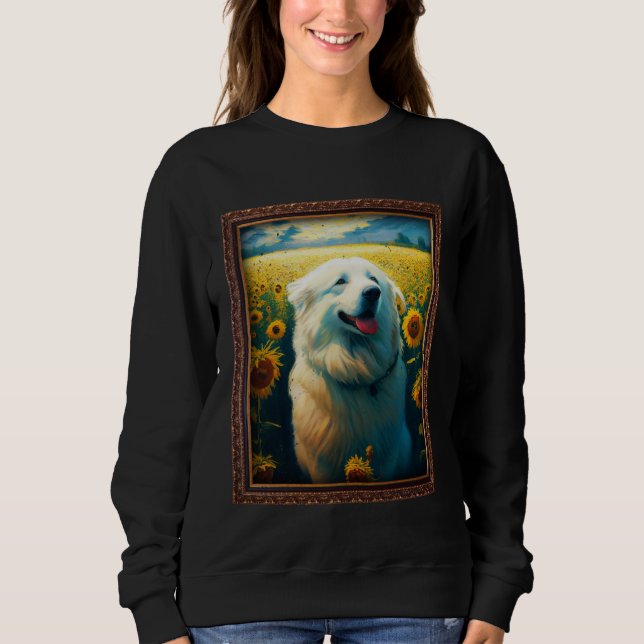 Moletom Great Pyrenees Painting Sunflower Flower Mom Women (Frente)