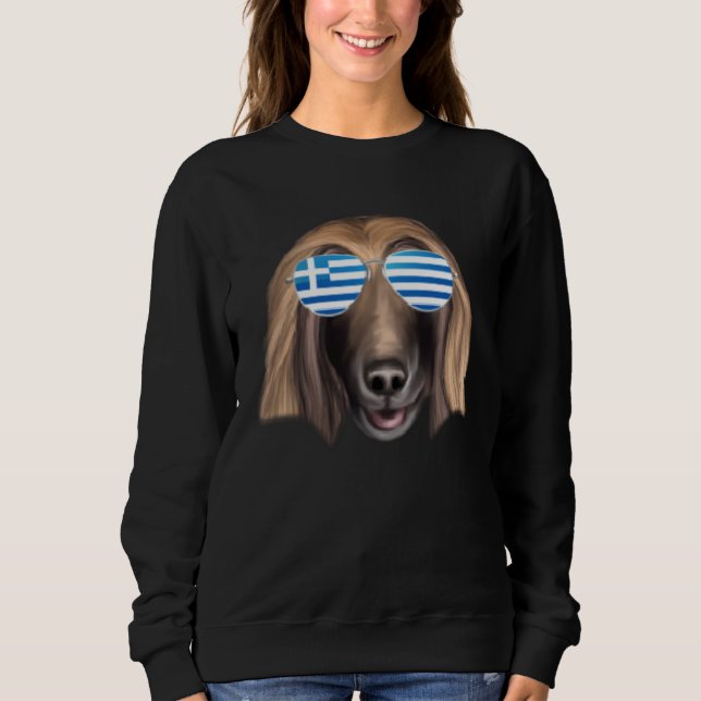 Moletom Greek Flag Afghan Hound Dog Greece Pocket (Frente)