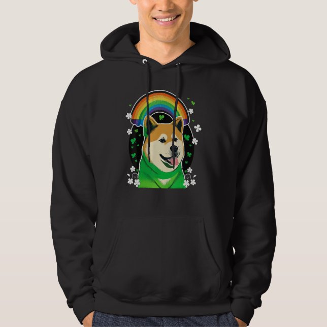 Moletom Green Akita Inu shamrock on St Patricks Day Akita  (Frente)