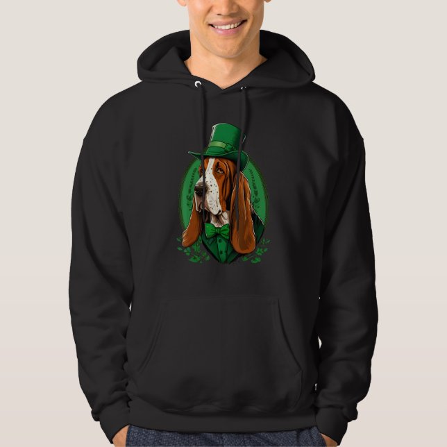 Moletom Green Basset Hound shamrock on St Patricks Day Bas (Frente)