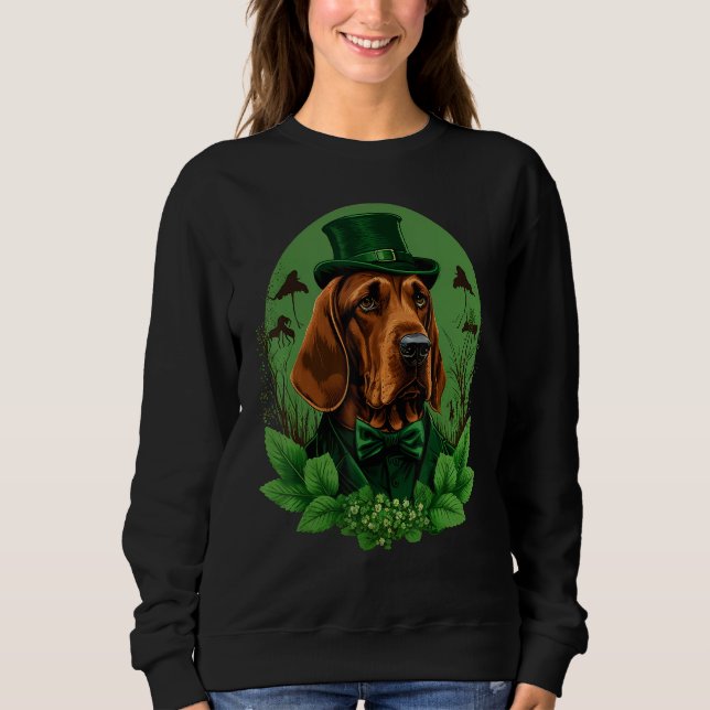 Moletom Green Bloodhound shamrock on St Patricks Day Blood (Frente)