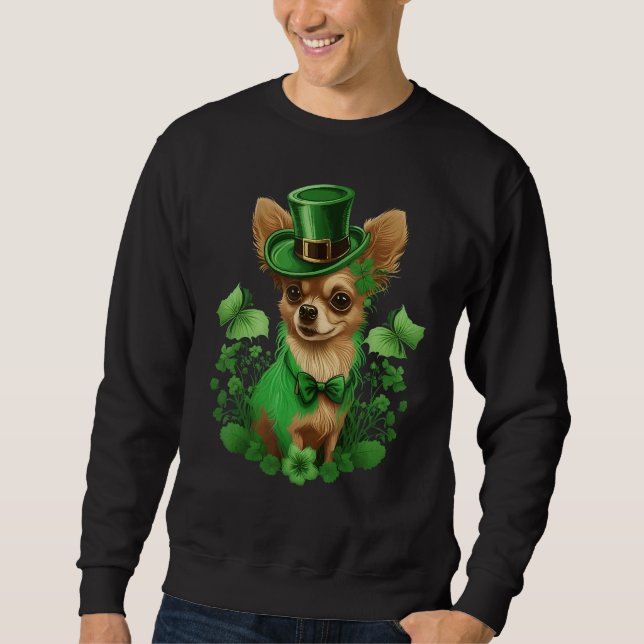 Moletom Green Chihuahua shamrock on St Patricks Day Chihua (Frente)