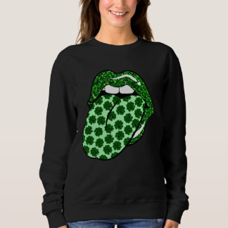 Moletom Green Lips Mouth Shamrock Tongue Out Saint Patrick