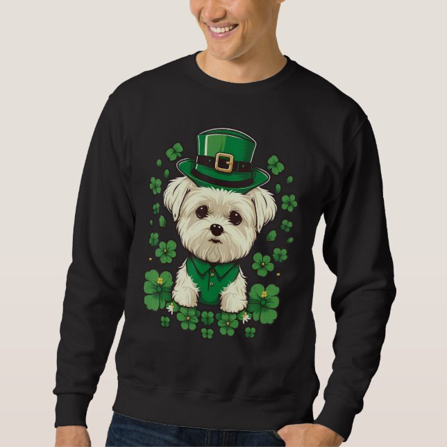 Moletom Green Maltese dog shamrock on St Patricks Day Malt (Frente)