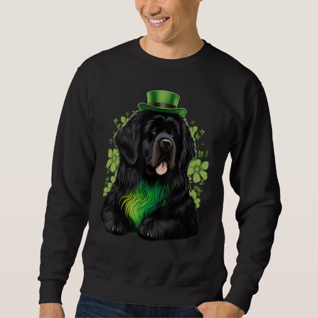 Moletom Green Newfie Dog shamrock St Patricks Day Newfound (Frente)