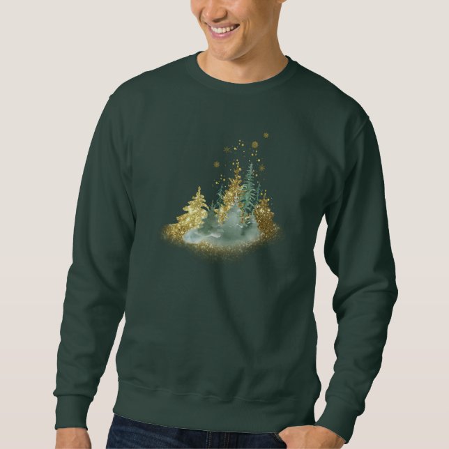 Moletom Green Pine Forest Holiday Sweatshirt (Frente)