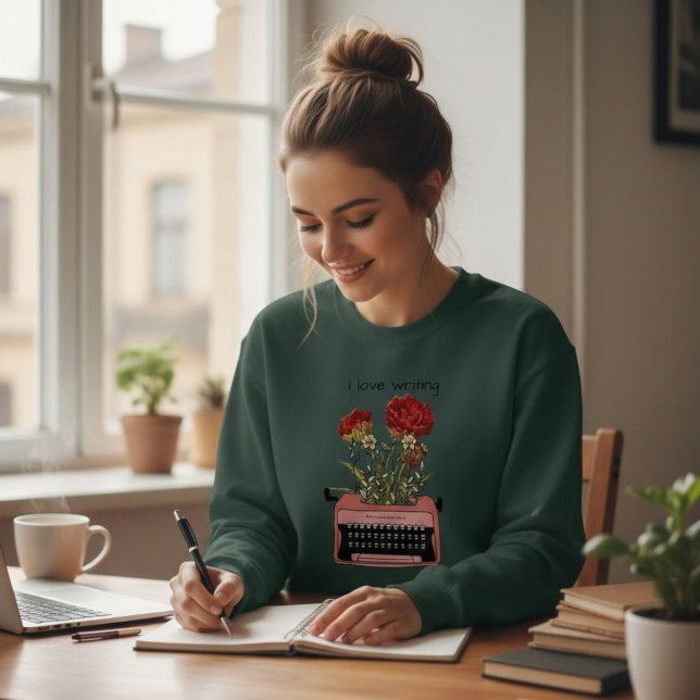 Moletom Green Sweatshirt with Typewriter Floral Print  (Criador carregado)