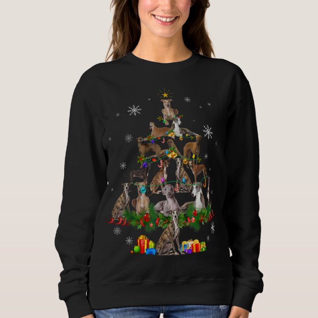 Moletom Greyhound Christmas Tree Luz Engraçado Cachorro Xm (Frente)