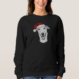 Moletom Greyhound Hand-Drawn Portrait Christmas Santa Dog