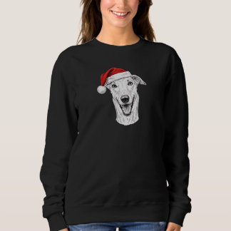 Moletom Greyhound Hand-Drawn Portrait Christmas Santa Dog