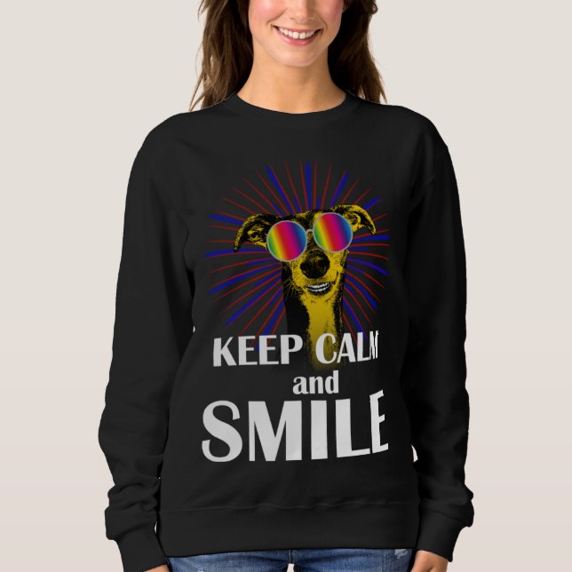 Moletom Greyhound  Keep Calm & Smile  Galgo Greyhound Hipp (Frente)