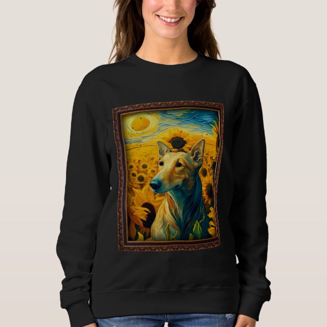 Moletom Greyhound Painting Sunflower Flower Mom Women Flor (Frente)