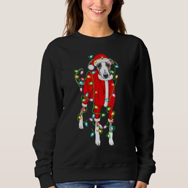 Moletom Greyhound Xmas Lighting Santa Hat Greyhound Chris (Frente)