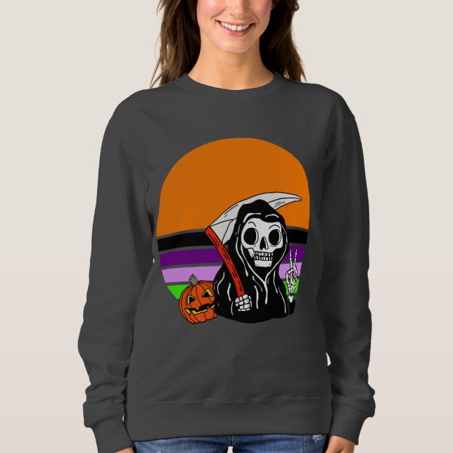 Moletom Grim Reaper - Halloween Sunset Jack O'Lantern (Frente)