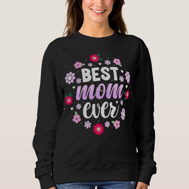 Moletom Grinalda Floral de Pastel Suave Melhor Mãe do Mund (Frente)