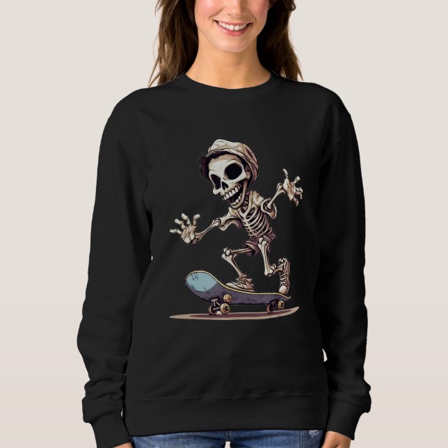 Moletom Grinning Grind Skeleton Skater Graphic for Streetw (Frente)