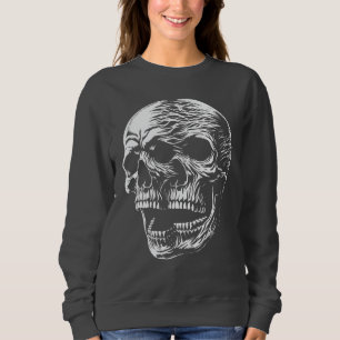 Moletom Grito de Caveira Flamejante - Caveira Gótica Sombr