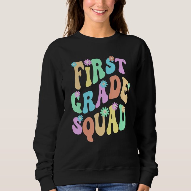 Moletom Groovy 1st Grade Squad School Teacher First Gr Ret (Frente)