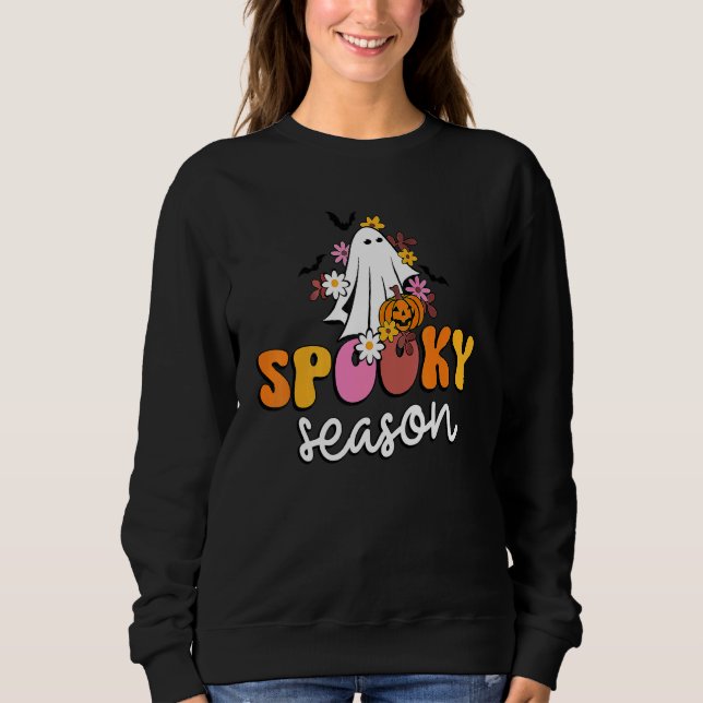 Moletom Groovy Ghost Spooky Season  Retro Halloween Costum (Frente)