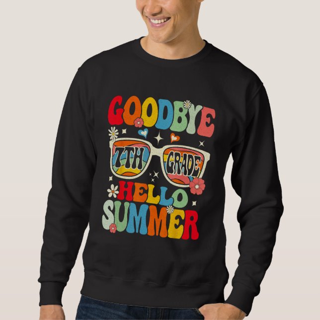 Moletom Groovy Goodbye 7th Grade Graduation Hello Summer K (Frente)