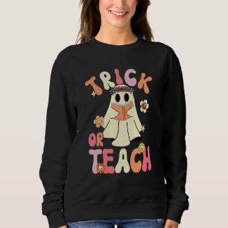 Moletom Groovy Halloween Truque ou Ensine Floral Retro Fan