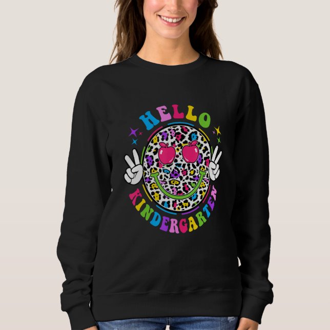Moletom Groovy Hello Kindergarten Vibes Retro Teacher Back (Frente)