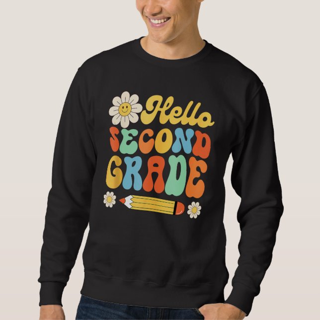 Moletom Groovy Hello Second Grade First Day Of School Teac (Frente)