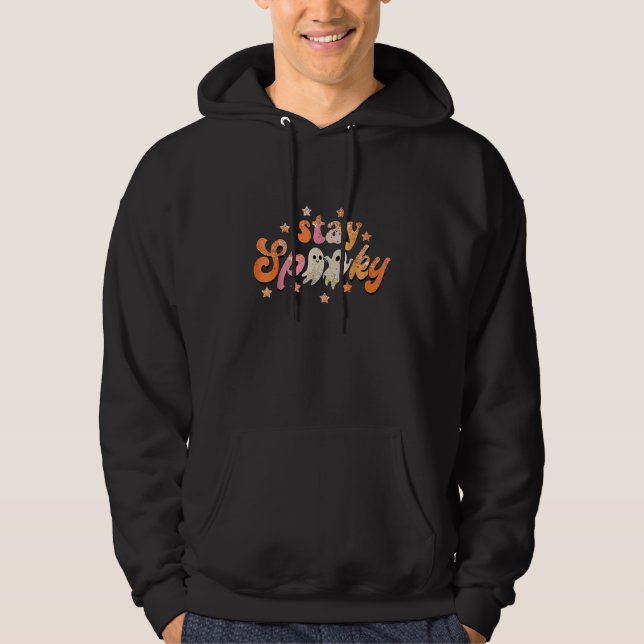 Moletom Groovy Keep Spooky Vibes Retro Fantasma Floral Hip (Frente)