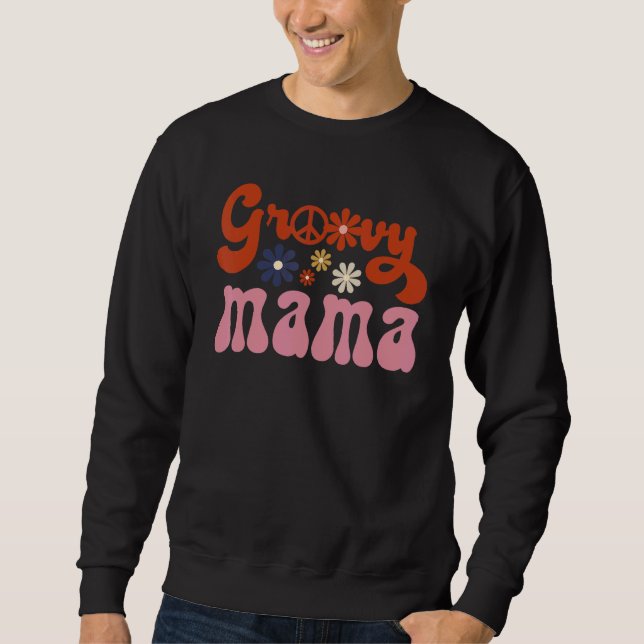 Moletom Groovy Mama Retro Flores da Família Combinando par (Frente)