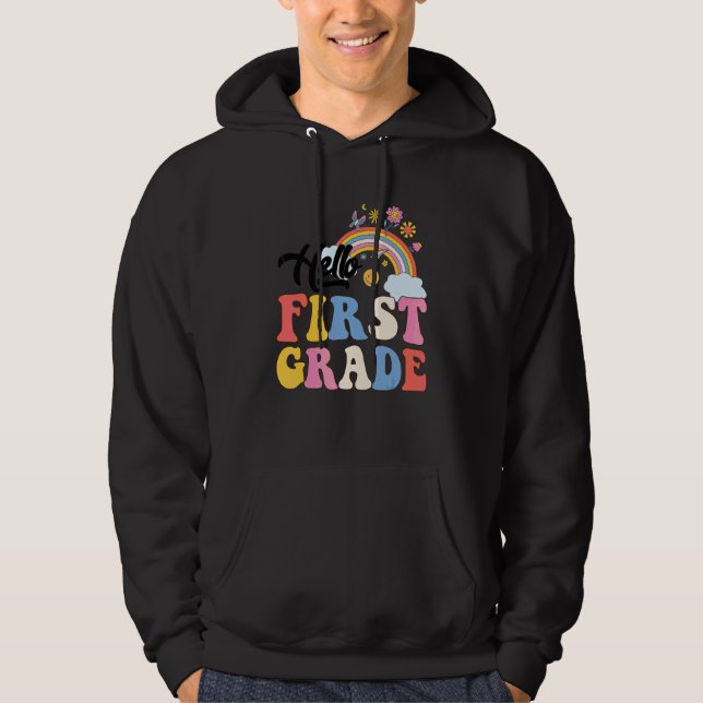 Moletom Groovy Olá Primeiro Grau Professores Aluno Arco-ír (Frente)