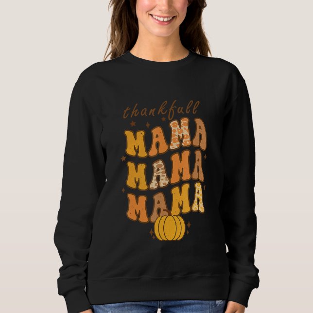 Moletom Groovy One Thankful Mama Leopard Hello Fall Thanks (Frente)