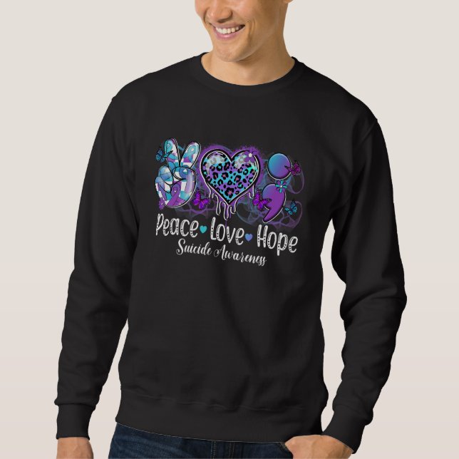 Moletom Groovy Peace Love Hope Suicide Awareness Semicolon (Frente)