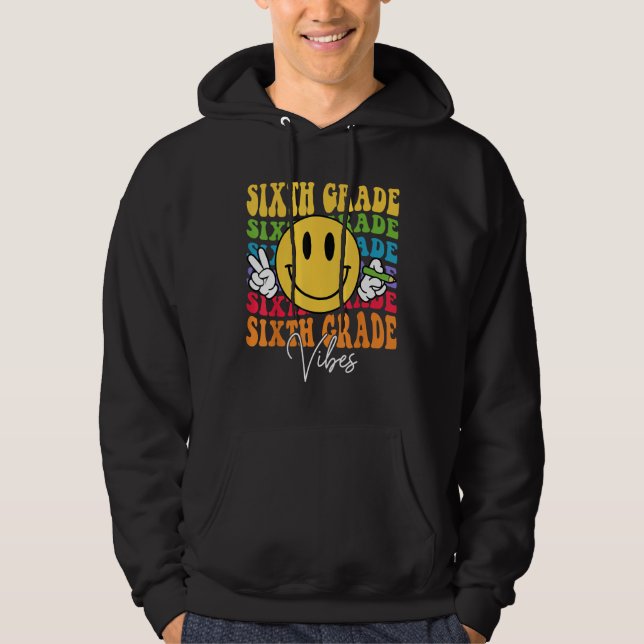 Moletom Groovy Retro Sixth Grade Vibes Face Teachers Back  (Frente)
