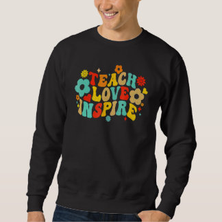 Moletom Groovy Retro Teach Love Inspire Back To School Tea