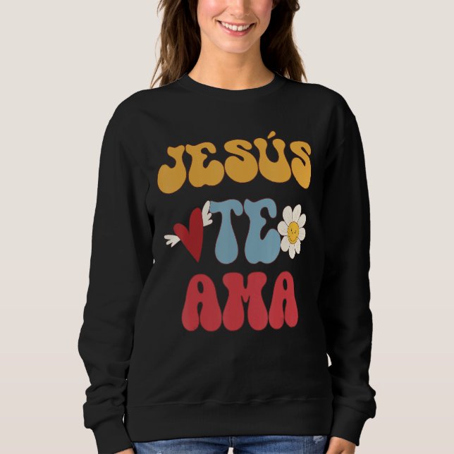 Moletom Groovy Spanish Jesus Loves You Christian 70 s Hipp (Frente)