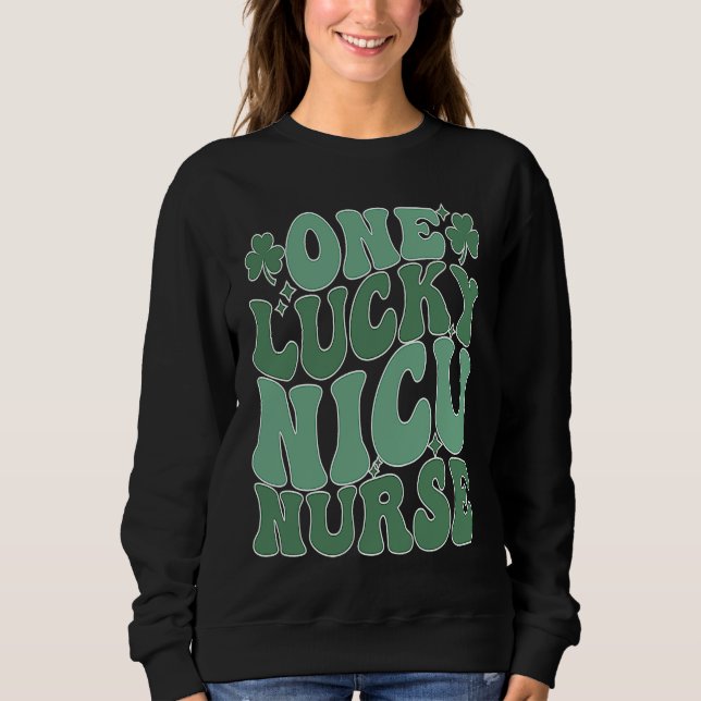 Moletom Groovy St Patrick's Day NICU Nurse Shamrock NICU N (Frente)