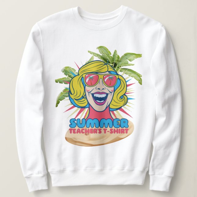 Moletom Groovy Summer Vibes Smiley Tee para Professores (Frente do Design)