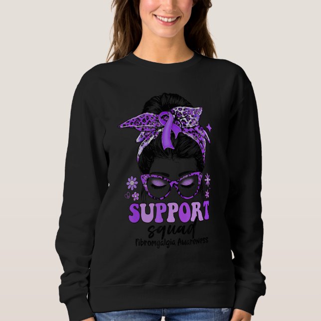 Moletom Groovy Support Squad Messy Bun Women Fibromialgia (Frente)