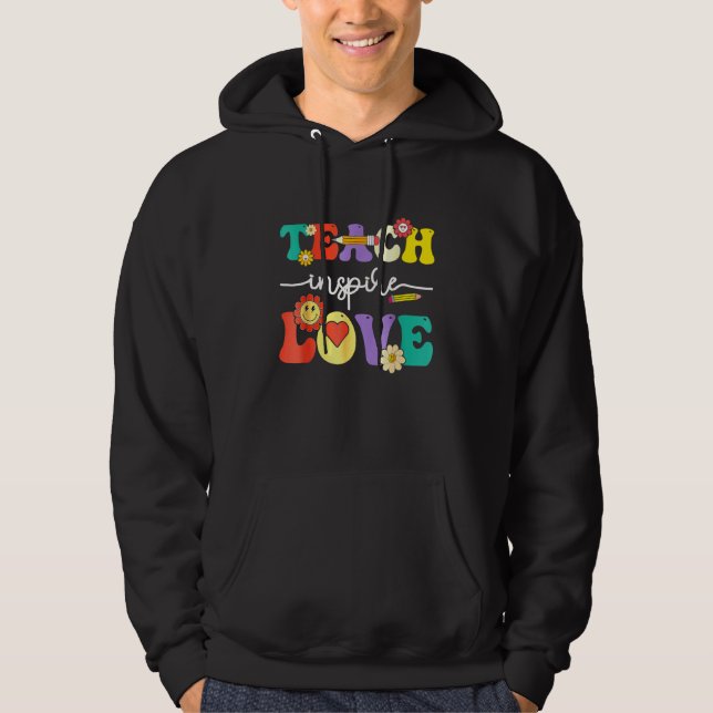 Moletom Groovy Teach Inse Love Preschool Back To School Te (Frente)