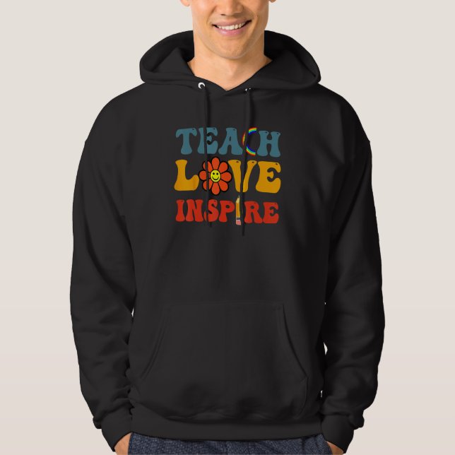 Moletom Groovy Teach Love Inspire  Back To School Teacher (Frente)