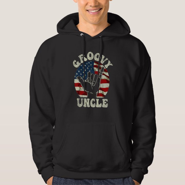 Moletom Groovy Uncle 70s Aesthetic USA Flag Retro Uncle (Frente)