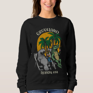 Moletom Groveland Florida USA Funny Manatee and Alligator