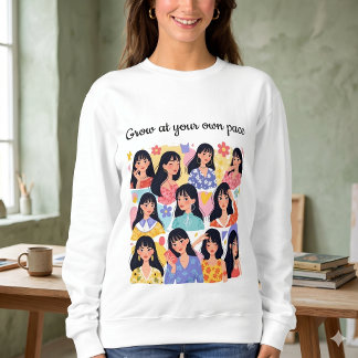 Moletom Grow At Your Own Pace Floral Women Portrait Sweats