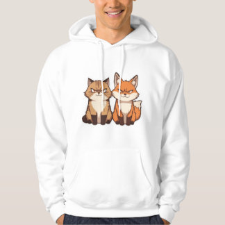 Moletom Grumpy Cartoon Cat and Fox Duo Kawaii Hoodie