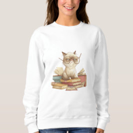 Moletom Grumpy Scholar Cat Among Books