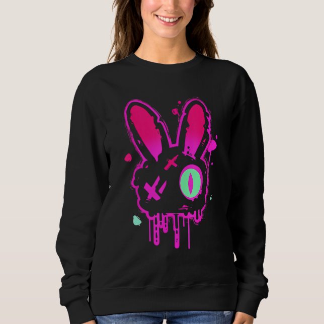 Moletom Grunge Graffiti Rabbit Pastel Goth Punk Edgy Psych (Frente)