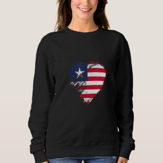 Moletom Grungy I Love Liberia Heart Flag